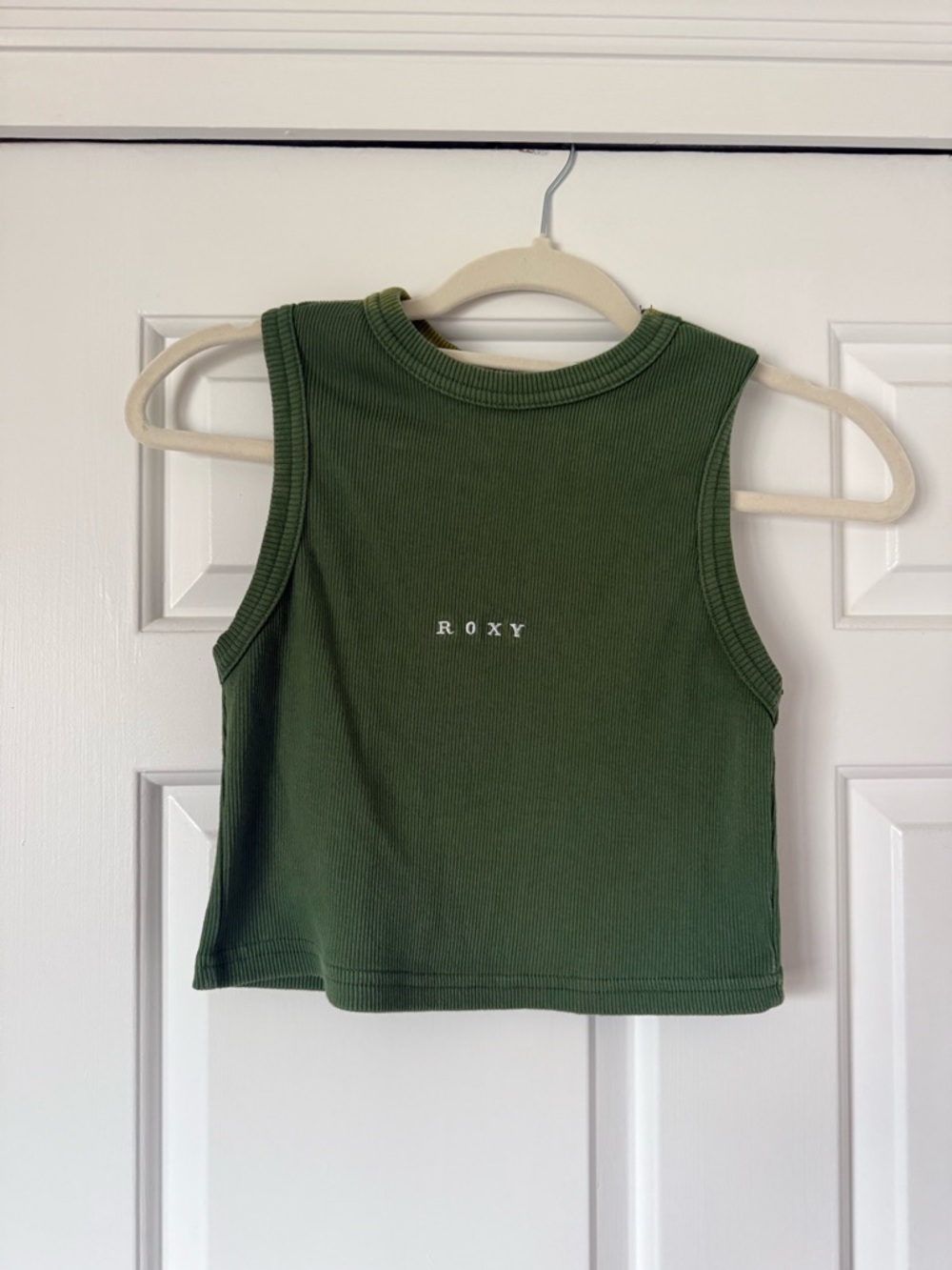 Roxy Girls Olive Green Ribbed Crop Tank
